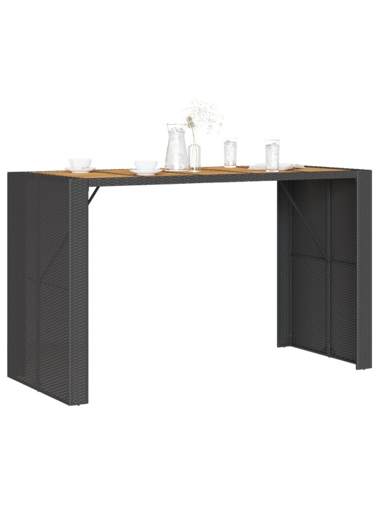 Zahradní barový stůl s akáciovou deskou černý 185 x 80 x 110 cm