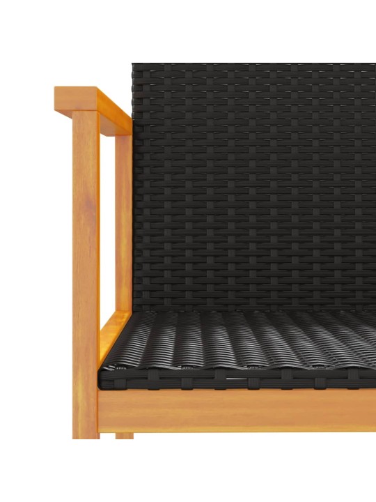 Zahradní židle 2 ks černé polyratan a masivní dřevo