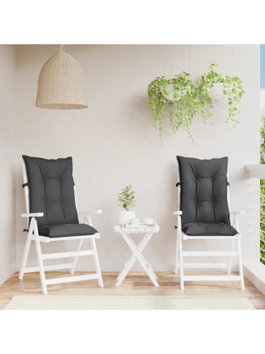 Podušky na židli vysoké opěradlo 2ks antracit melanž 120x50x7cm