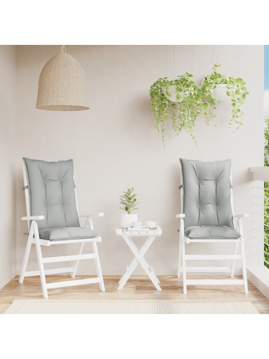 Podušky na židli vysoké opěradlo 2 ks šedá melanž 120x50x7 cm