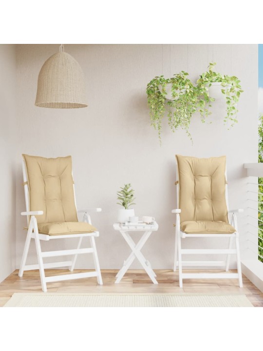 Podušky na židli vysoké opěradlo 2 ks béžová melanž 120x50x7 cm