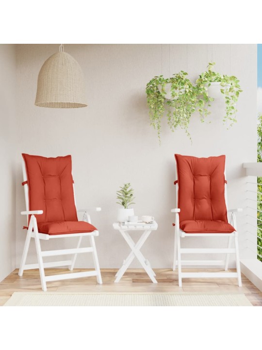 Podušky na židli vysoké opěradlo 2 ks červená melanž 120x50x7cm