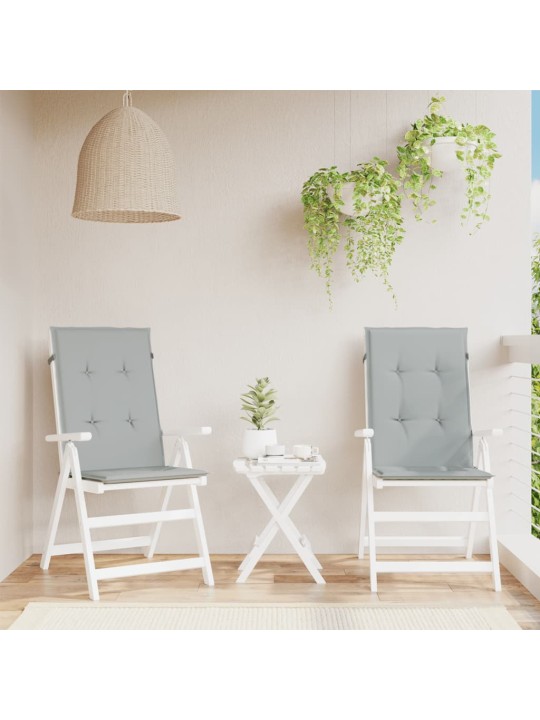 Podušky na židli vysoké opěradlo 2 ks šedá melanž 120x50x4 cm