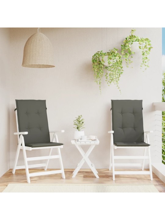 Podušky na židli vysoké opěradlo 2 ks šedá melanž 120x50x4 cm