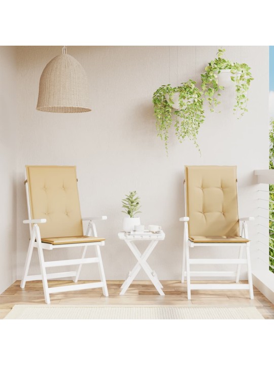 Podušky na židli vysoké opěradlo 2 ks béžová melanž 120x50x4 cm