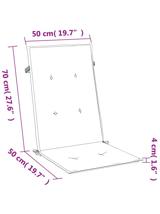 Podušky na židli vysoké opěradlo 2 ks modrá melanž 120x50x4 cm
