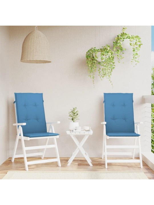 Podušky na židli vysoké opěradlo 2 ks modrá melanž 120x50x4 cm
