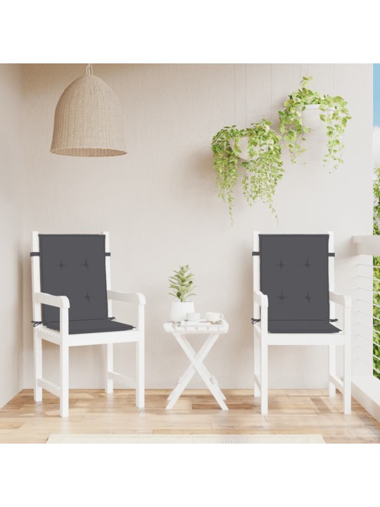Podušky na židli nízké opěradlo 2 ks antracit melanž 100x50x4cm