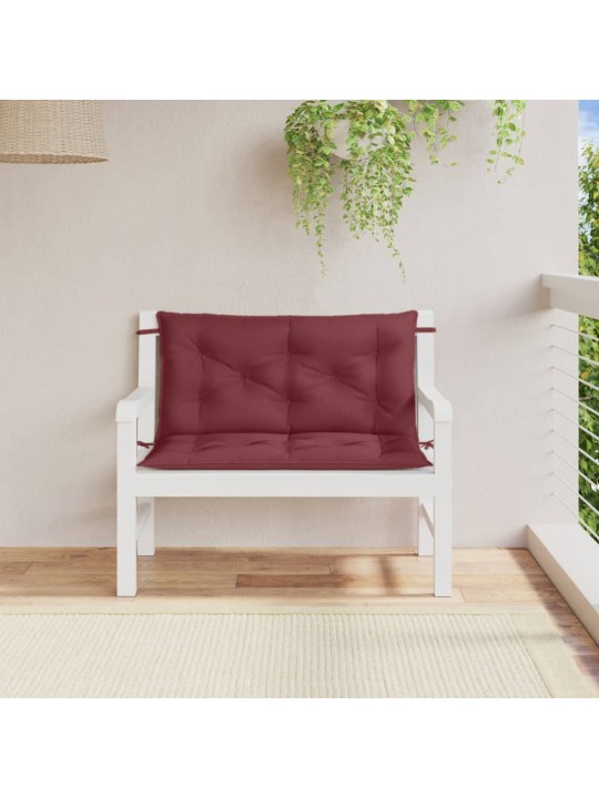 Podušky na zahradní lavici 2 ks vínová melanž 100x50x7cm textil
