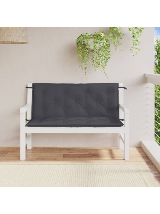 Podušky na zahradní lavici 2 ks antracitová melanž 120x50x7 cm