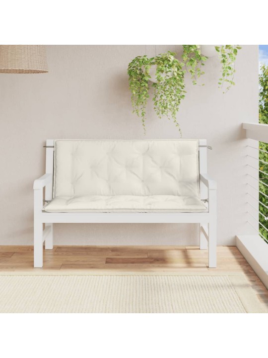 Podušky na zahradní lavici 2 ks krémová melanž 120 x 50 x 7 cm