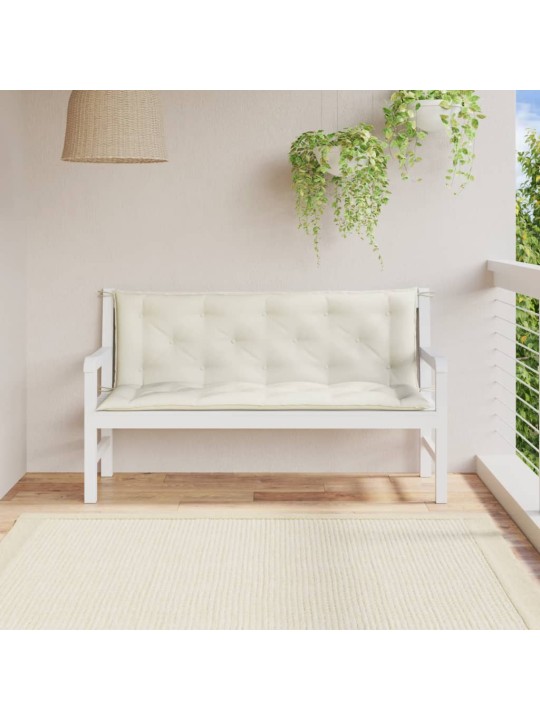 Podušky na zahradní lavici 2 ks krémová melanž 150 x 50 x 7 cm