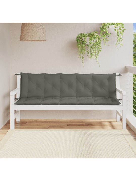 Podušky na zahradní lavici 2 ks tmavě šedá melanž 180x50x7 cm