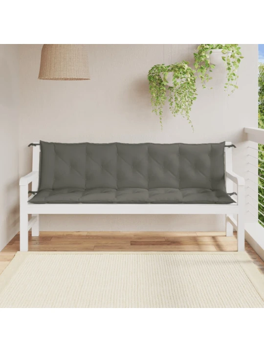 Podušky na zahradní lavici 2 ks tmavě šedá melanž 180x50x7 cm