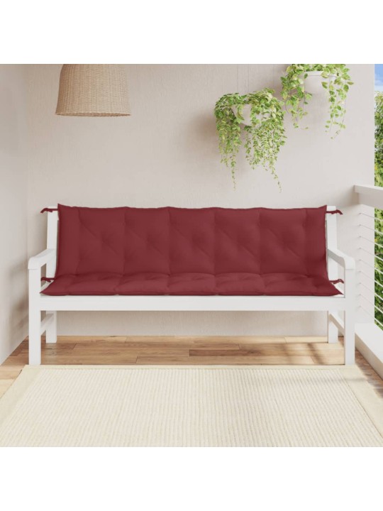 Podušky na zahradní lavici 2 ks vínová melanž 180x50x7cm textil