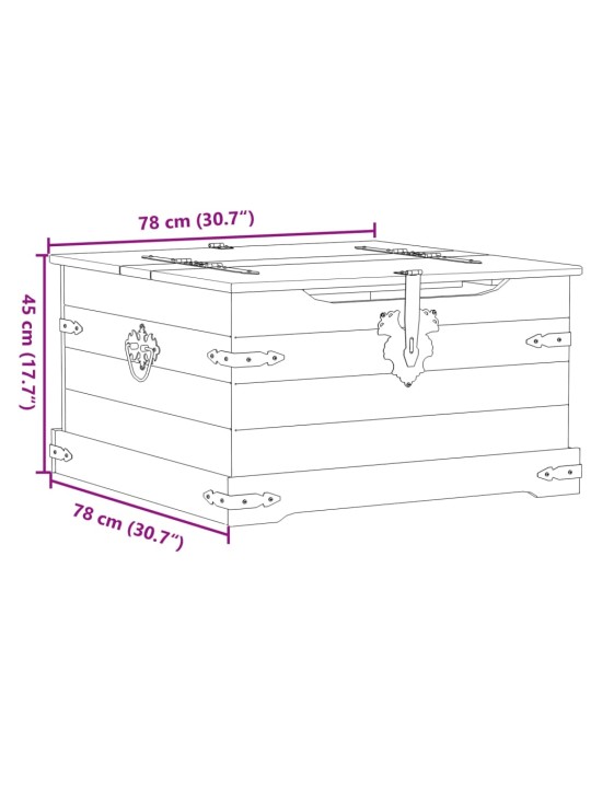 Úložný box Corona 78 x 78 x 45 cm masivní borové dřevo
