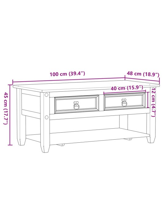 Konferenční stolek se zásuvkami corona 100x48x45 cm borovice