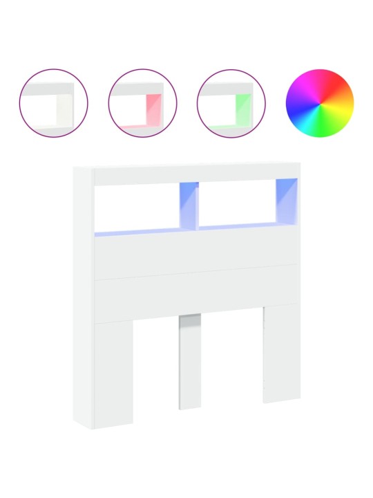 Čelo postele s úložným prostorem a led bílé 100 x 17 x 102 cm
