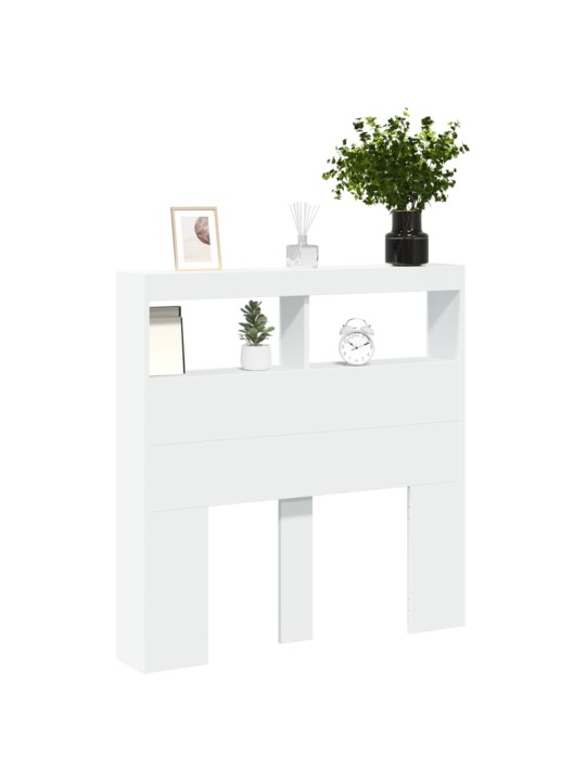 Čelo postele s úložným prostorem a led bílé 100 x 17 x 102 cm
