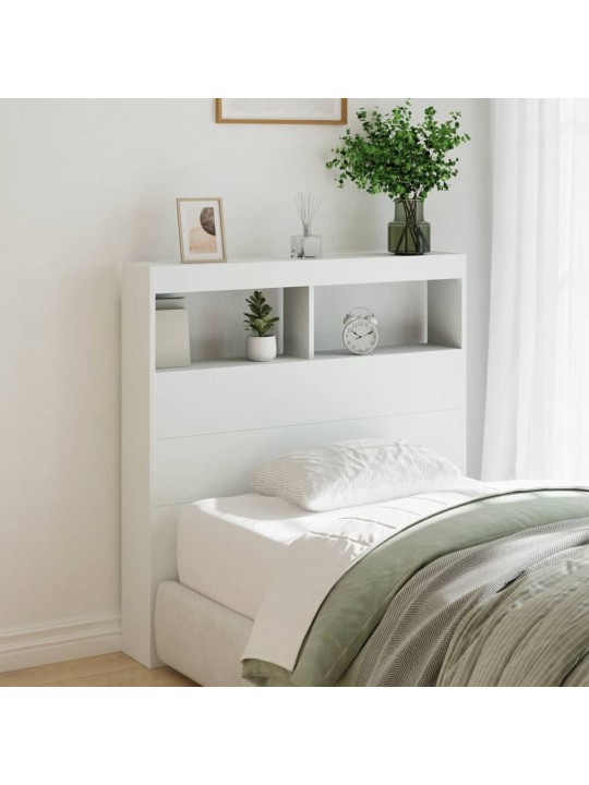 Čelo postele s úložným prostorem a led bílé 100 x 17 x 102 cm