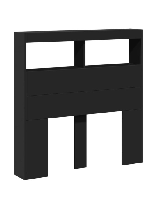 Čelo postele s úložným prostorem a LED černé 100 x 17 x 102 cm