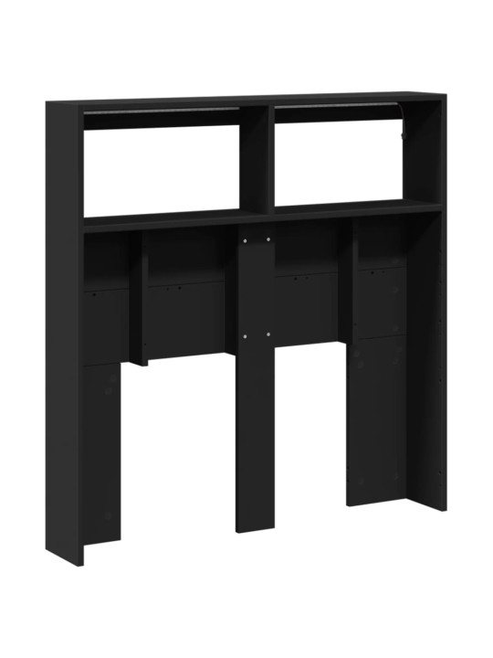 Čelo postele s úložným prostorem a LED černé 100 x 17 x 102 cm