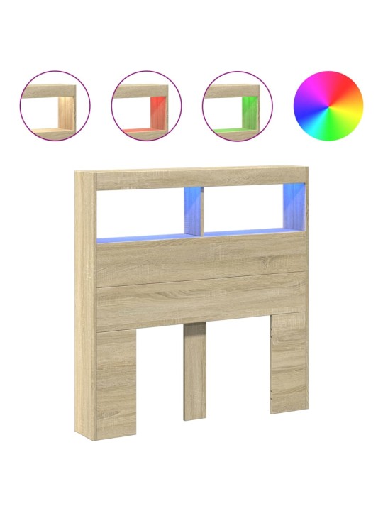 Čelo postele s úložným prostorem a led dub sonoma 100x17x102 cm