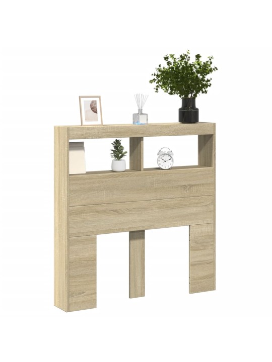 Čelo postele s úložným prostorem a led dub sonoma 100x17x102 cm