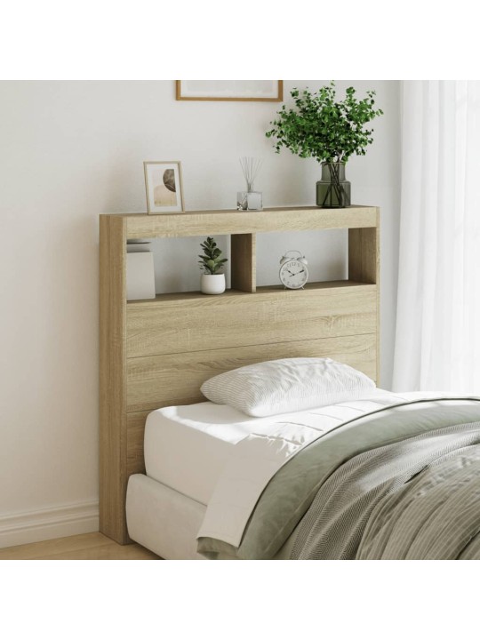 Čelo postele s úložným prostorem a led dub sonoma 100x17x102 cm