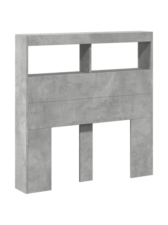 Čelo postele úložný prostor a led betonově šedé 100x17x102 cm