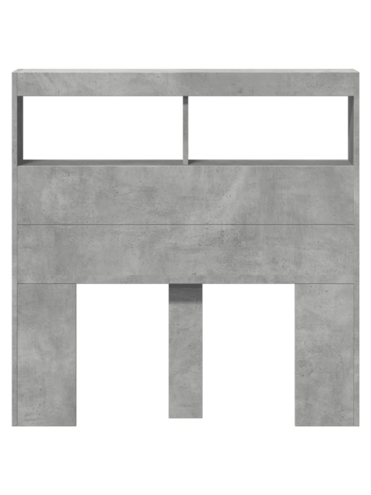 Čelo postele úložný prostor a led betonově šedé 100x17x102 cm