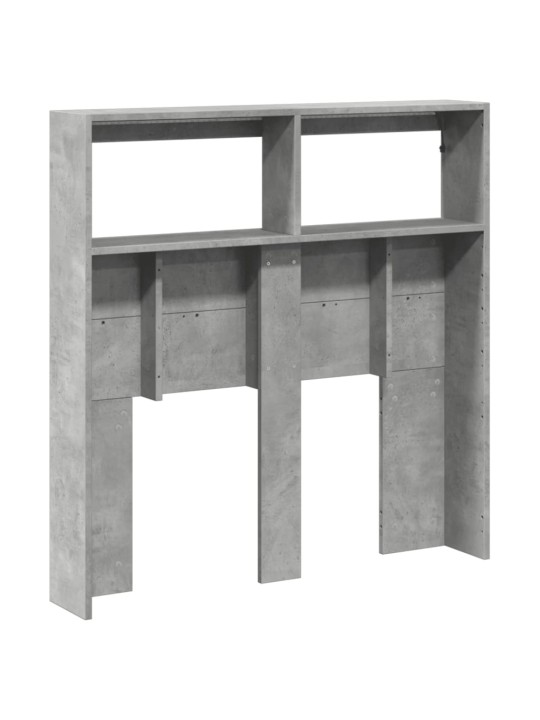 Čelo postele úložný prostor a led betonově šedé 100x17x102 cm