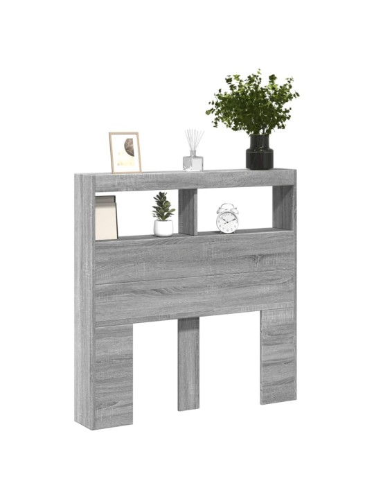 Čelo postele s úložným prostorem a led šedé sonoma 100x17x102cm