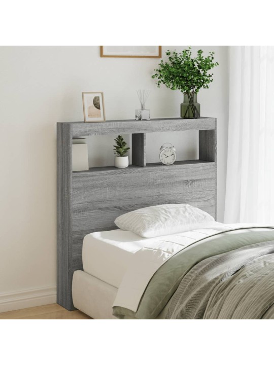 Čelo postele s úložným prostorem a led šedé sonoma 100x17x102cm