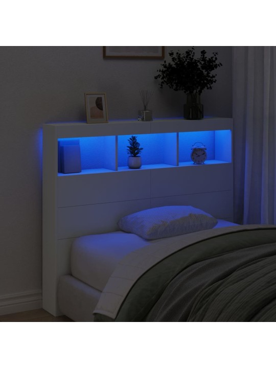 Čelo postele s úložným prostorem a led bílé 120 x 17 x 102 cm
