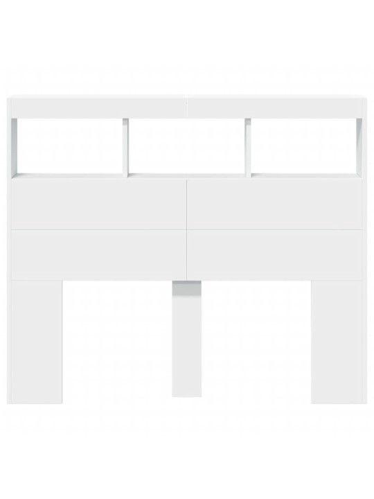 Čelo postele s úložným prostorem a led bílé 120 x 17 x 102 cm