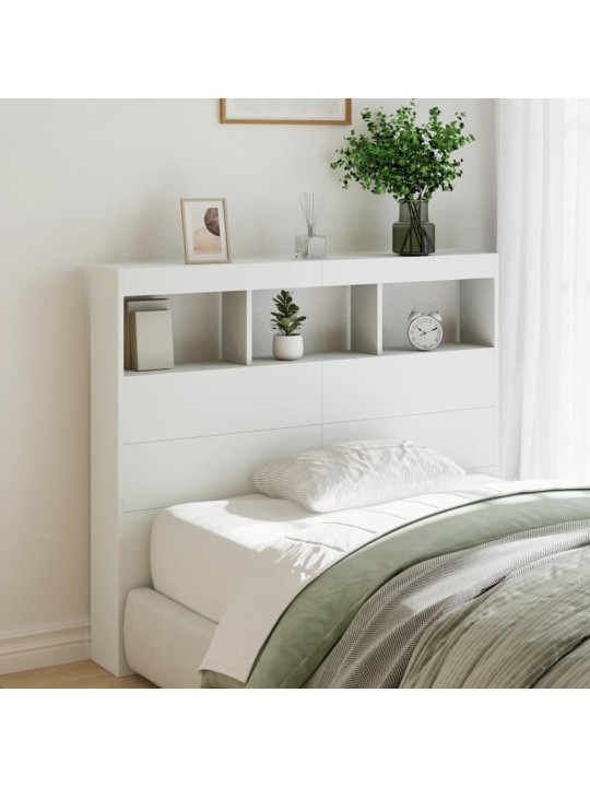 Čelo postele s úložným prostorem a led bílé 120 x 17 x 102 cm