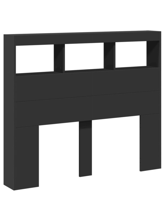 Čelo postele s úložným prostorem a LED černé 120 x 17 x 102 cm
