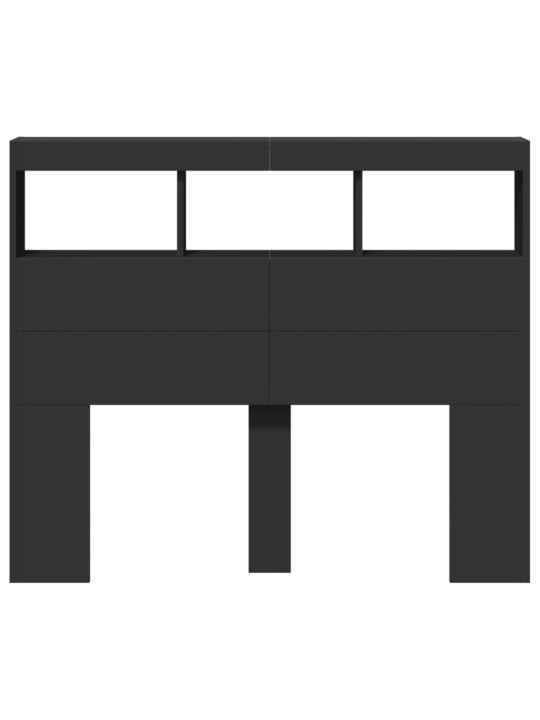 Čelo postele s úložným prostorem a LED černé 120 x 17 x 102 cm