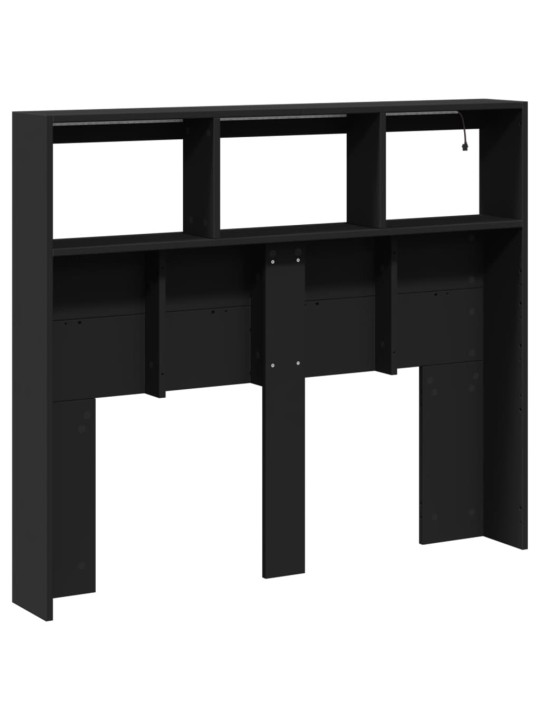 Čelo postele s úložným prostorem a LED černé 120 x 17 x 102 cm