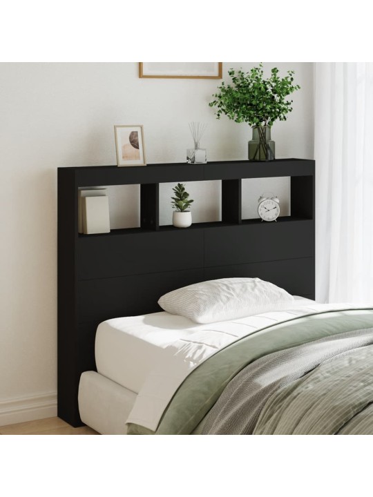 Čelo postele s úložným prostorem a LED černé 120 x 17 x 102 cm