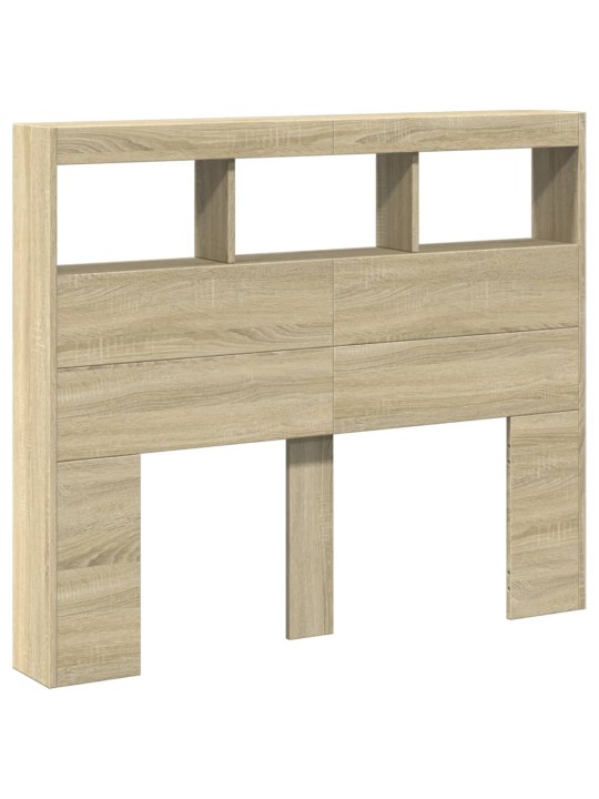 Čelo postele s úložným prostorem a LED dub sonoma 120x17x102 cm