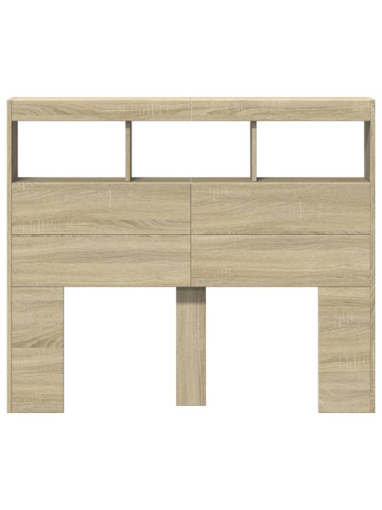 Čelo postele s úložným prostorem a LED dub sonoma 120x17x102 cm