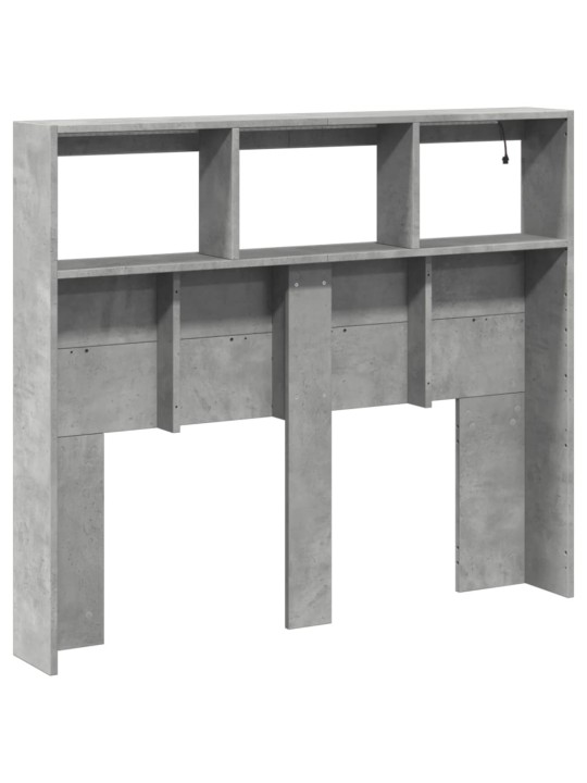 Čelo postele úložný prostor a LED betonově šedé 120x17x102 cm