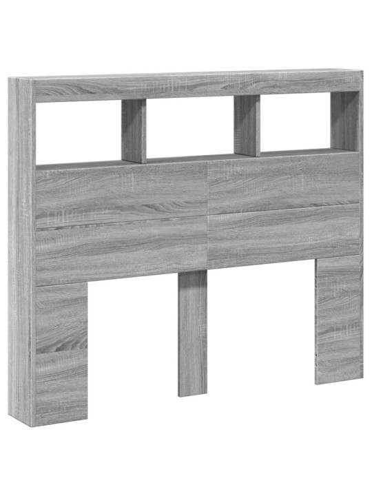 Čelo postele s úložným prostorem a led šedé sonoma 120x17x102cm