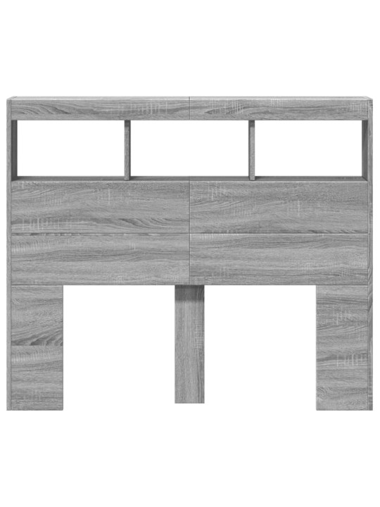 Čelo postele s úložným prostorem a led šedé sonoma 120x17x102cm
