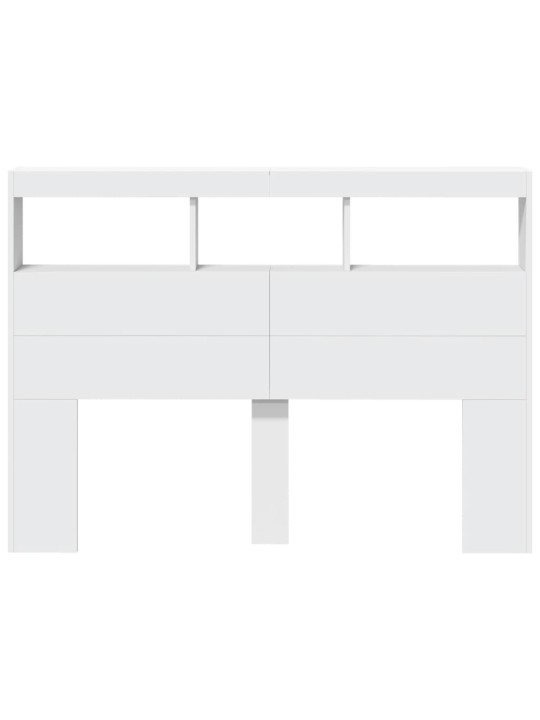 Čelo postele s úložným prostorem a led bílé 140 x 17 x 102 cm