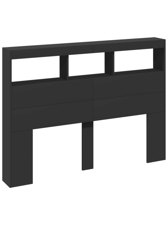 Čelo postele s úložným prostorem a led černé 140 x 17 x 102 cm