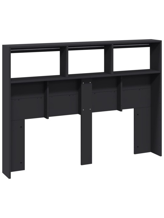Čelo postele s úložným prostorem a led černé 140 x 17 x 102 cm