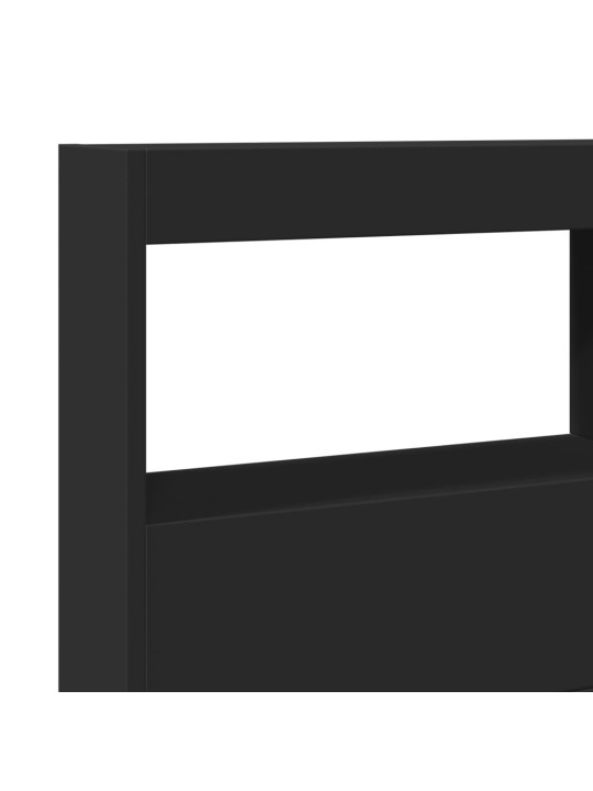 Čelo postele s úložným prostorem a led černé 140 x 17 x 102 cm